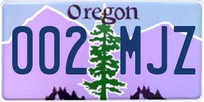 OR license plate 002MJZ