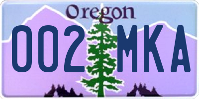 OR license plate 002MKA