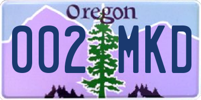 OR license plate 002MKD