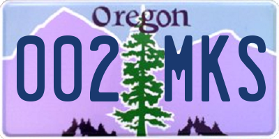 OR license plate 002MKS