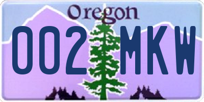 OR license plate 002MKW