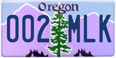 OR license plate 002MLK