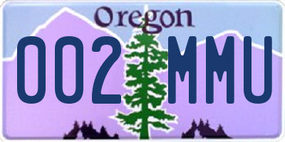 OR license plate 002MMU