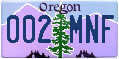 OR license plate 002MNF