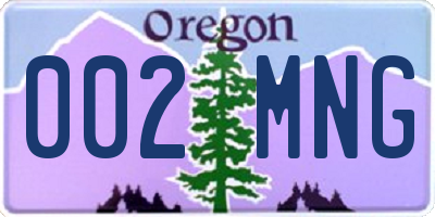 OR license plate 002MNG