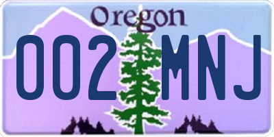 OR license plate 002MNJ