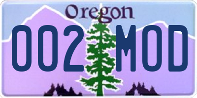 OR license plate 002MOD