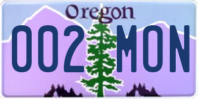 OR license plate 002MON