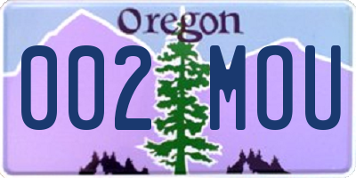 OR license plate 002MOU