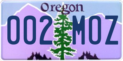 OR license plate 002MOZ