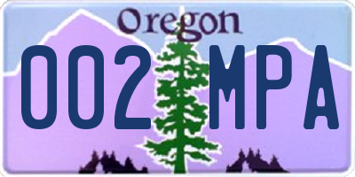 OR license plate 002MPA