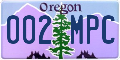 OR license plate 002MPC