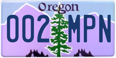 OR license plate 002MPN