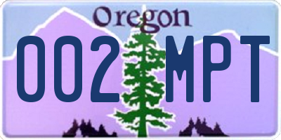 OR license plate 002MPT