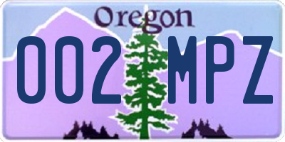 OR license plate 002MPZ