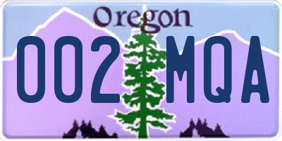 OR license plate 002MQA