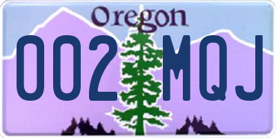 OR license plate 002MQJ