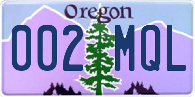 OR license plate 002MQL