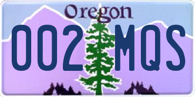 OR license plate 002MQS