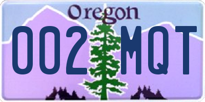 OR license plate 002MQT