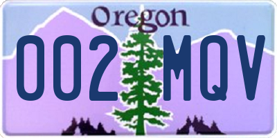 OR license plate 002MQV