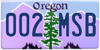 OR license plate 002MSB