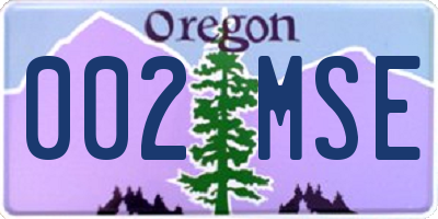 OR license plate 002MSE