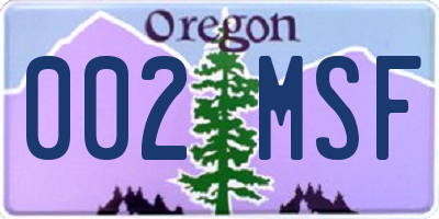 OR license plate 002MSF