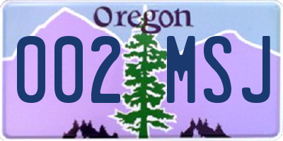 OR license plate 002MSJ