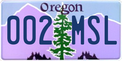 OR license plate 002MSL