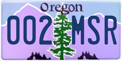 OR license plate 002MSR
