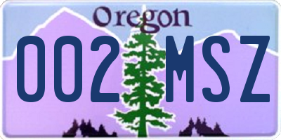 OR license plate 002MSZ
