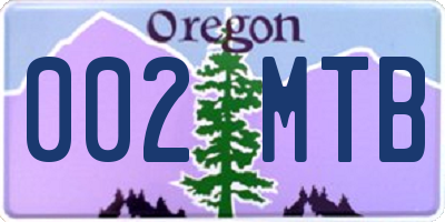 OR license plate 002MTB