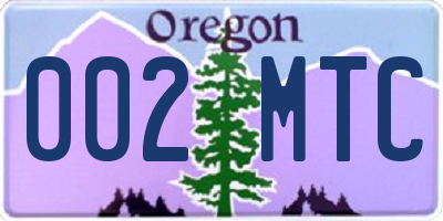 OR license plate 002MTC