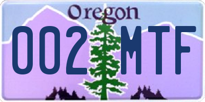 OR license plate 002MTF