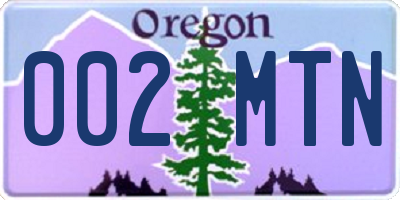 OR license plate 002MTN