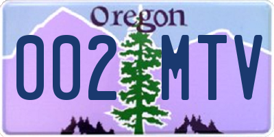 OR license plate 002MTV