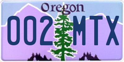 OR license plate 002MTX