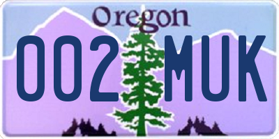 OR license plate 002MUK