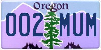 OR license plate 002MUM
