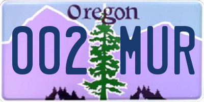 OR license plate 002MUR