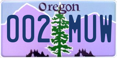OR license plate 002MUW