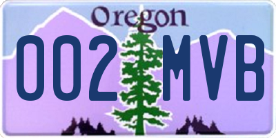 OR license plate 002MVB