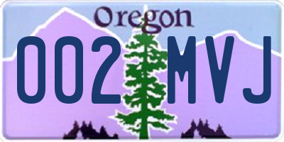 OR license plate 002MVJ