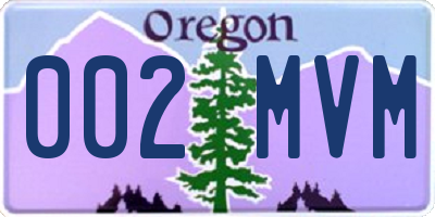 OR license plate 002MVM
