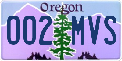 OR license plate 002MVS