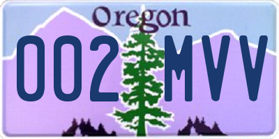 OR license plate 002MVV