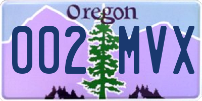 OR license plate 002MVX