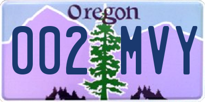 OR license plate 002MVY