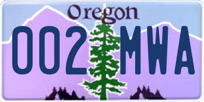 OR license plate 002MWA